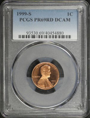 Obverse of this 1999-S Lincoln Cent Modern PCGS PR-69 RD DCAM