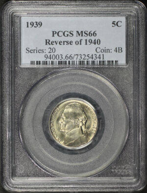Obverse of this 1939 Jefferson Nickel Reverse of 1940 PCGS MS-66