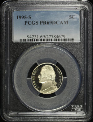 Obverse of this 1995-S Jefferson Nickel PCGS PR-69 DCAM