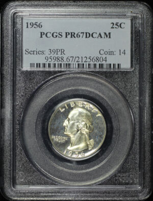 Obverse of this 1956 Washington Quarter PCGS PR-67 DCAM