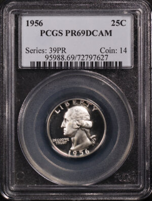 Obverse of this 1956 Washington Quarter PCGS PR-69 DCAM