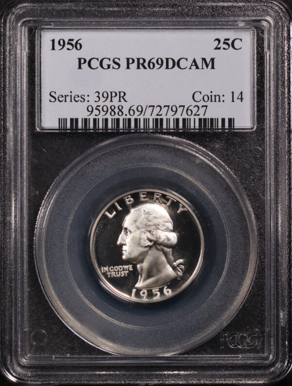Obverse of this 1956 Washington Quarter PCGS PR-69 DCAM