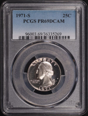 Obverse of this 1971-S Washington Quarter PCGS PR-69 DCAM