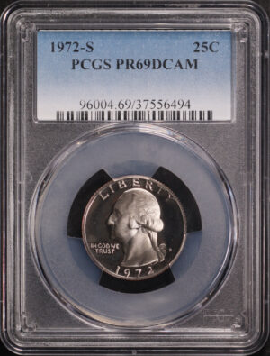 Obverse of this 1972-S Washington Quarter PCGS PR-69 DCAM