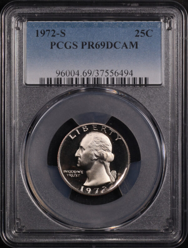Obverse of this 1972-S Washington Quarter PCGS PR-69 DCAM