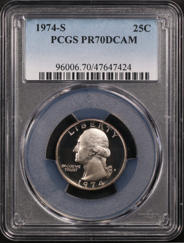Obverse of this 1974-S Washington Quarter PCGS PR-70 DCAM