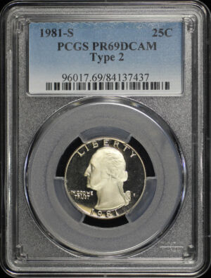 Obverse of this 1981-S Washington Quarter Type 2 PCGS PR-69 DCAM