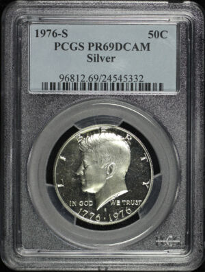 Obverse of this 1976-S Kennedy Half Dollar Silver PCGS PR-69 DCAM