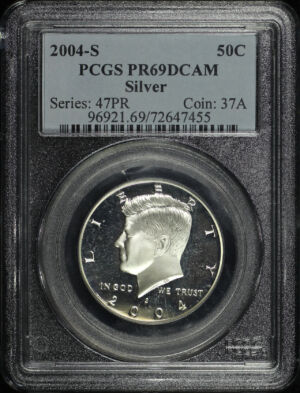 Obverse of this 2004-S Kennedy Half Dollar Silver PCGS PR-69 DCAM