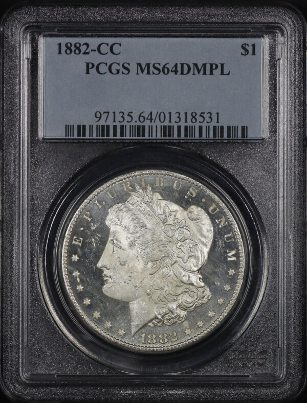 Obverse of this 1882-CC Morgan Dollar PCGS MS-64 DMPL