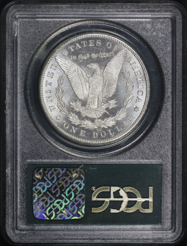 Reverse of this 1884-CC Morgan Dollar PCGS MS-63 DMPL Old Green Holder