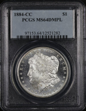 Obverse of this 1884-CC Morgan Dollar PCGS MS-64 DMPL