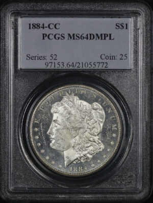 Obverse of this 1884-CC Morgan Dollar PCGS MS-64 DMPL