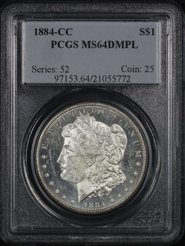 Obverse of this 1884-CC Morgan Dollar PCGS MS-64 DMPL