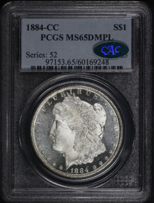 Obverse of this 1884-CC Morgan Dollar PCGS MS-65 DMPL CAC