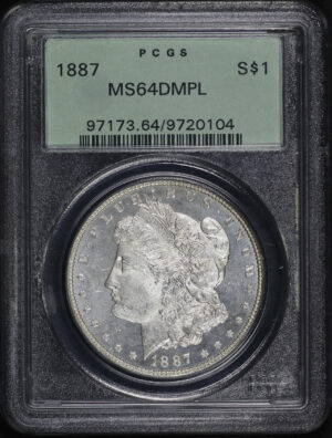 Obverse of this 1887 Morgan Dollar PCGS MS-64 DMPL Old Green Holder