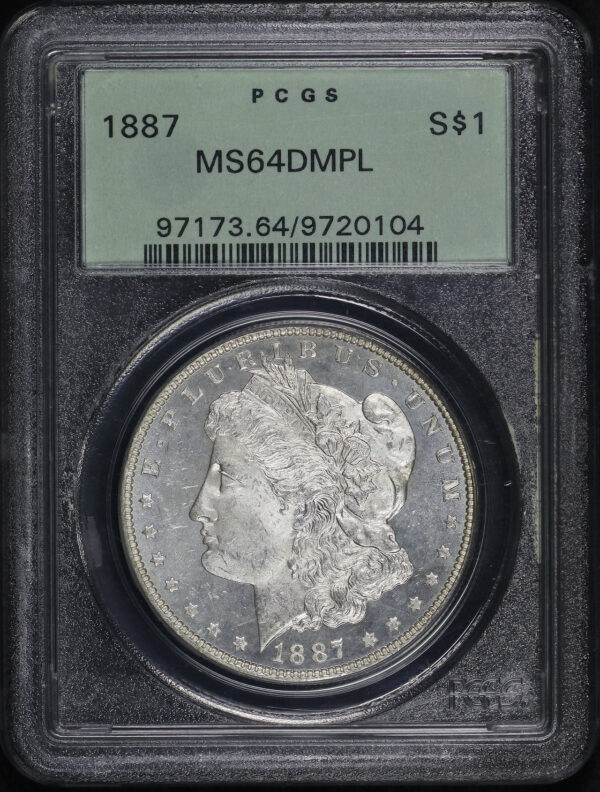 Obverse of this 1887 Morgan Dollar PCGS MS-64 DMPL Old Green Holder