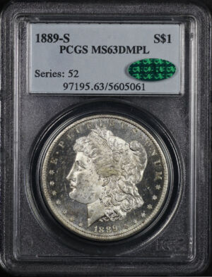 Obverse of this 1889-S Morgan Dollar PCGS MS-63 DMPL CAC