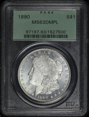 Obverse of this 1890 Morgan Dollar PCGS MS-63 DMPL Old Green Holder