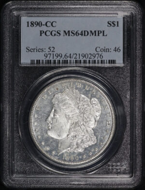 Obverse of this 1890-CC Morgan Dollar PCGS MS-64 DMPL