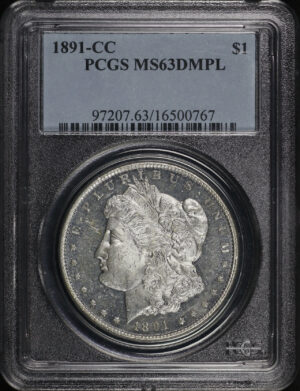 Obverse of this 1891-CC Morgan Dollar PCGS MS-63 DMPL
