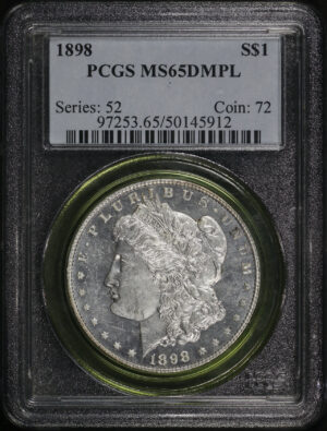 Obverse of this 1898 Morgan Dollar PCGS MS-65 DMPL