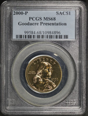 Obverse of this 2000 Sacagawea Dollar Goodacre Presentation PCGS MS-68
