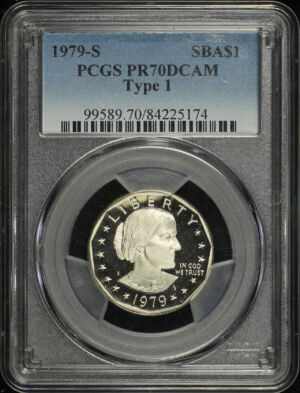 Obverse of this 1979-S Susan B. Anthony Dollar Type 1 PCGS PR-70 DCAM