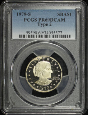 Obverse of this 1979-S Susan B. Anthony Dollar Type 2 PCGS PR-69 DCAM