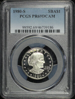 Obverse of this 1980-S Susan B. Anthony Dollar PCGS PR-69 DCAM