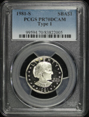 Obverse of this 1981-S Susan B. Anthony Dollar Type 1 PCGS PR-70 DCAM