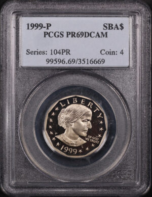 Obverse of this 1999 Susan B. Anthony Dollar PCGS PR-69 DCAM