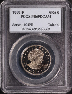 Obverse of this 1999 Susan B. Anthony Dollar PCGS PR-69 DCAM