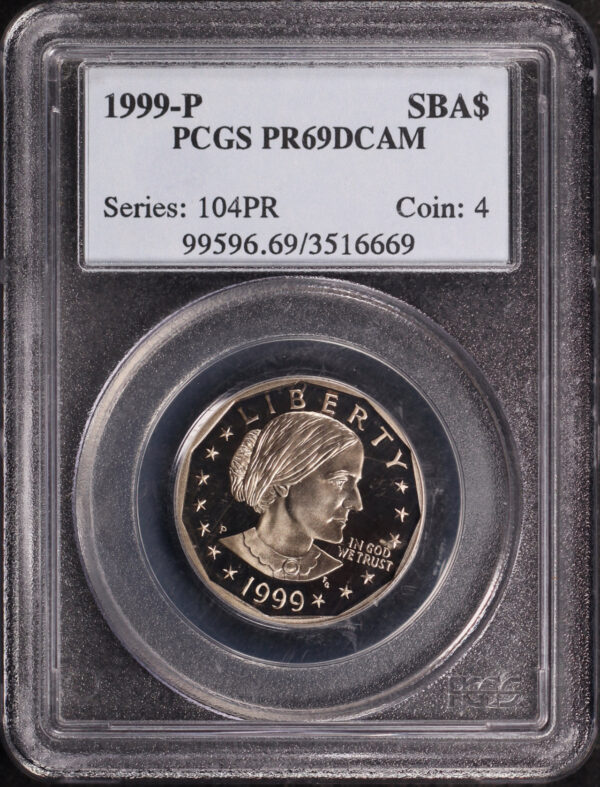 Obverse of this 1999 Susan B. Anthony Dollar PCGS PR-69 DCAM
