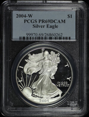Obverse of this 2004-W Silver Eagle PCGS PR-69 DCAM