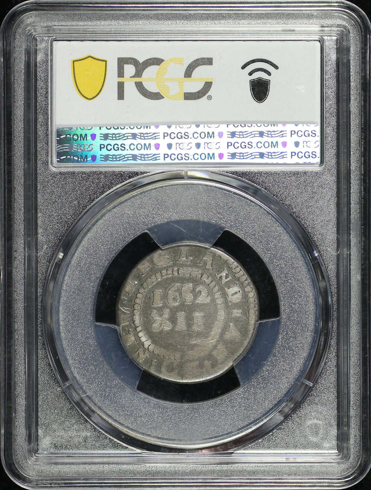 Reverse of this 1652 Schilling Pine Tree, Small Planchet PCGS VG-10