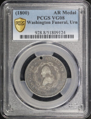 Obverse of this (1800) George Washington Silver Urn Reverse Funeral Medal PCGS VG-08