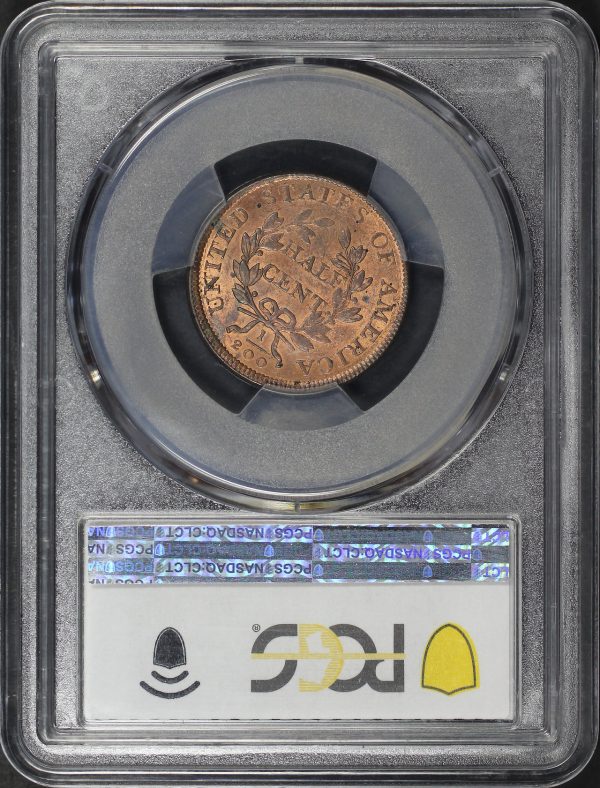 Reverse of this 1806 Draped Bust Half Cent Large 6, Stems PCGS MS-63+ RD CAC