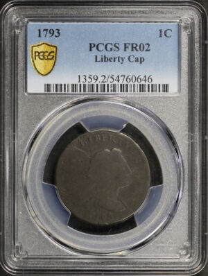 Obverse of this 1793 Flowing Hair Large Cent Liberty Cap PCGS F-02 BN