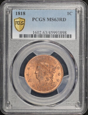 Obverse of this 1818 Coronet Head Cent PCGS MS-63 RD