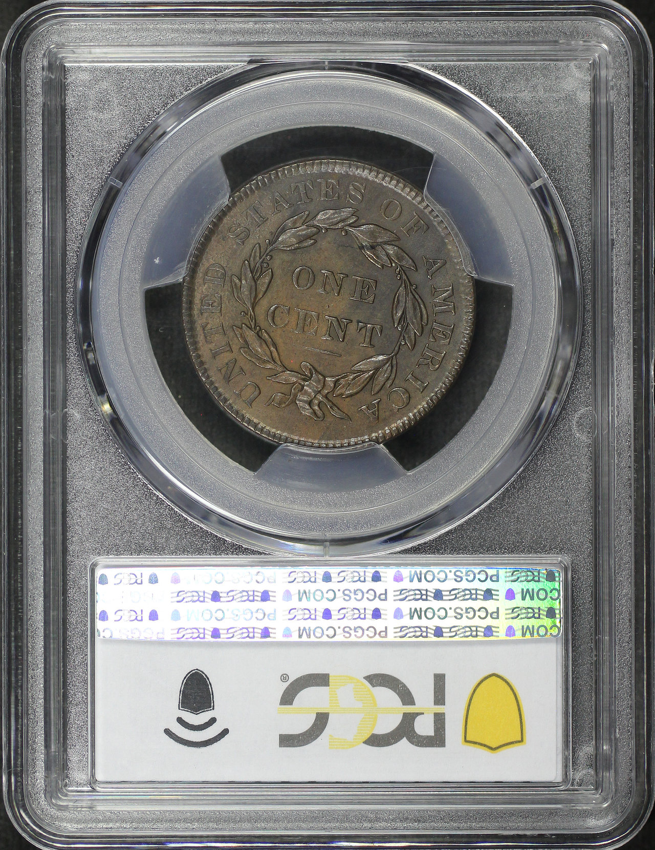 Reverse of this 1834 Coronet Head Cent Large 8, Small Stars, Medium Letters PCGS AU-58 BN