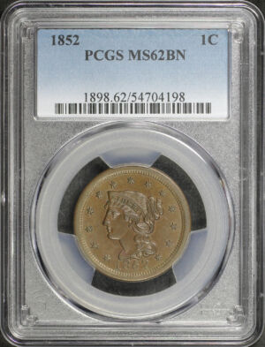 Obverse of this 1852 Braided Hair Cent PCGS MS-62 BN