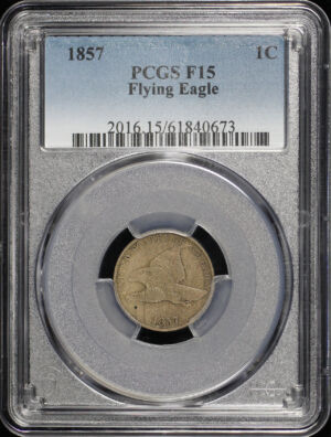 Obverse of this 1857 Flying Eagle Cent PCGS F-15