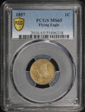 Obverse of this 1857 Flying Eagle Cent PCGS MS-65
