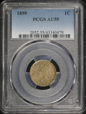 Obverse of this 1859 Indian Cent PCGS AU-55