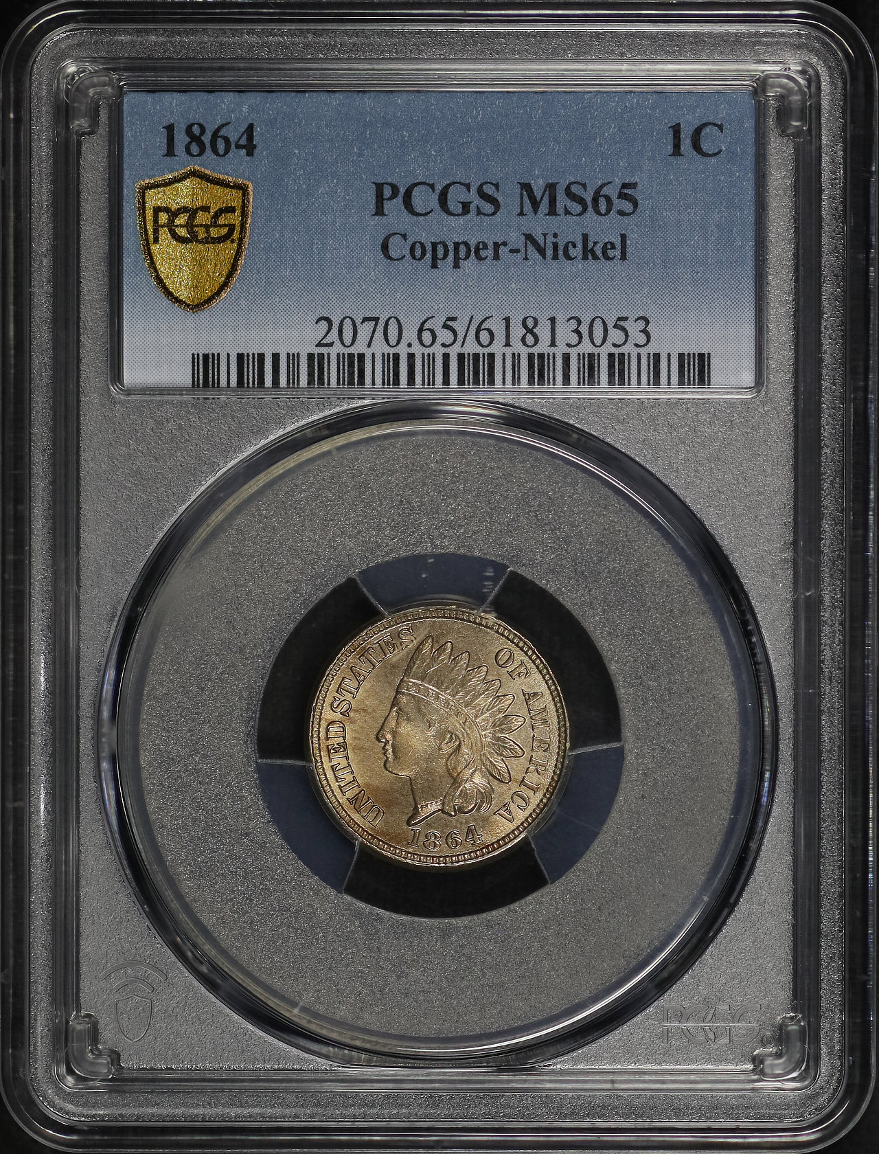 Obverse of this 1864 Indian Cent Copper-Nickel PCGS MS-65