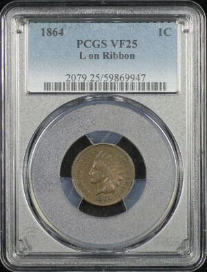 Obverse of this 1864 Indian Cent L on Ribbon PCGS VF-25 BN