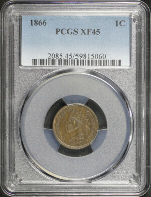 Obverse of this 1866 Indian Cent PCGS XF-45 BN