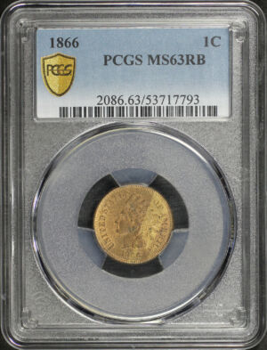 Obverse of this 1866 Indian Cent PCGS MS-63 RB