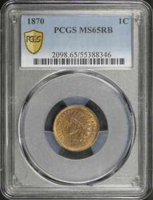 Obverse of this 1870 Indian Cent PCGS MS-65 RB